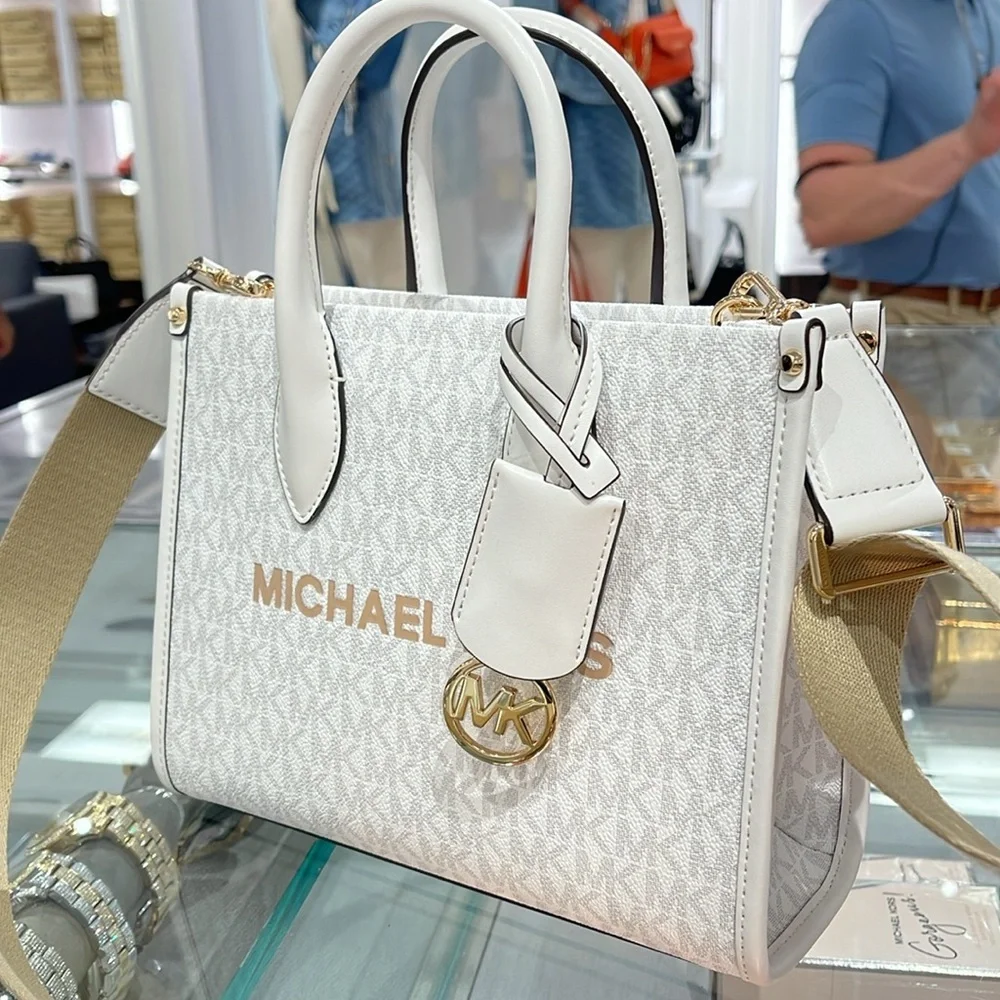 Michael Kors Mirella Small Signature Logo Shopper Top Zip Crossbody XBODY Bag MK